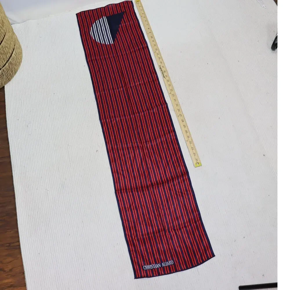 Christian Aujard Red Navy Striped Long Scarf Designer Neck Wrap‎